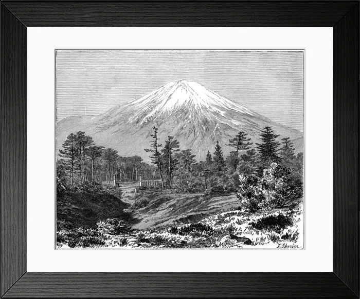 Framed Print : Mount Fuji, Japan, 19th century. Artist: F Schrader Framed Print : Mount Fuji, Japan, 19th century. Artist: F Schrader