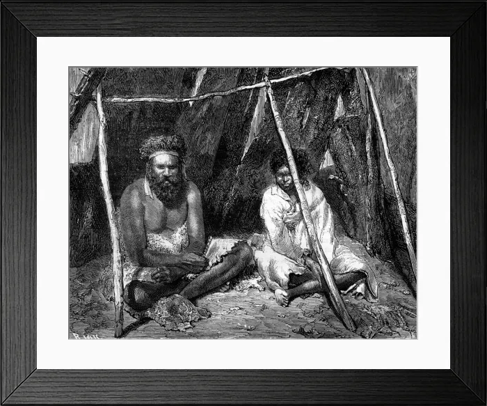 Framed Print : Australian aborigines, 1886. Artist: Edouard Riou