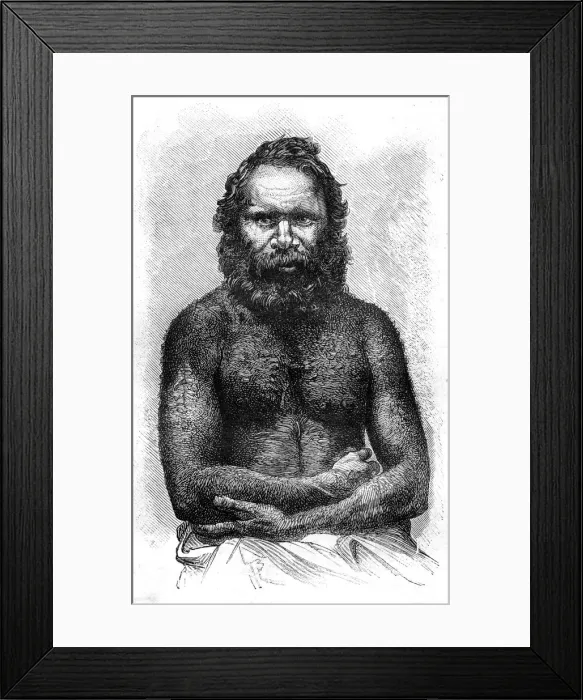 Framed Print : Australian aborigine, 1886. Artist: E Ronjat Framed Print : Australian aborigine, 1886. Artist: E Ronjat