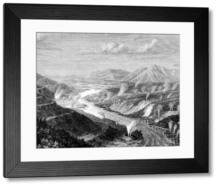 Framed Print : Geysers in Waikato, North Island, New Zealand, 1886. Artist: Lancelot