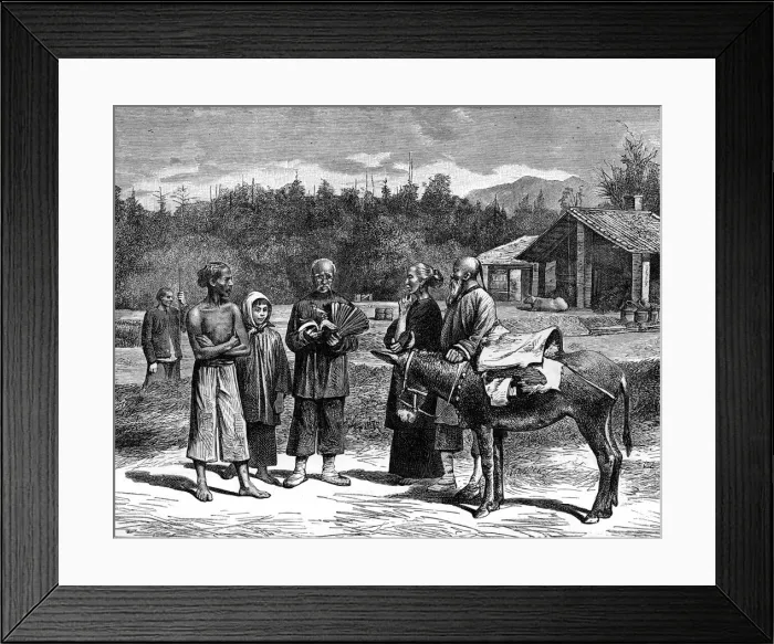 Framed Print : Farm in Canton province, China, late 19th century. Artist: Adrien Marie Framed Print : Farm in Canton province, China, late 19th century. Artist: Adrien Marie
