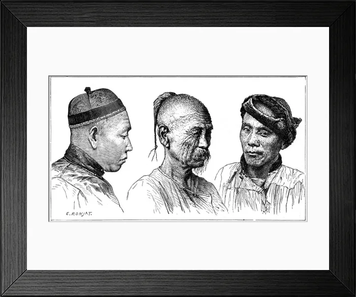 Framed Print : Chinese portraits, 19th century. Artist: E Ronjat Framed Print : Chinese portraits, 19th century. Artist: E Ronjat