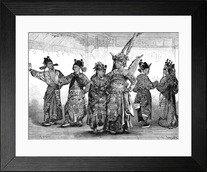 Framed Print : Chinese tragedian actors, 19th century. Artist: C Laplante Framed Print : Chinese tragedian actors, 19th century. Artist: C Laplante