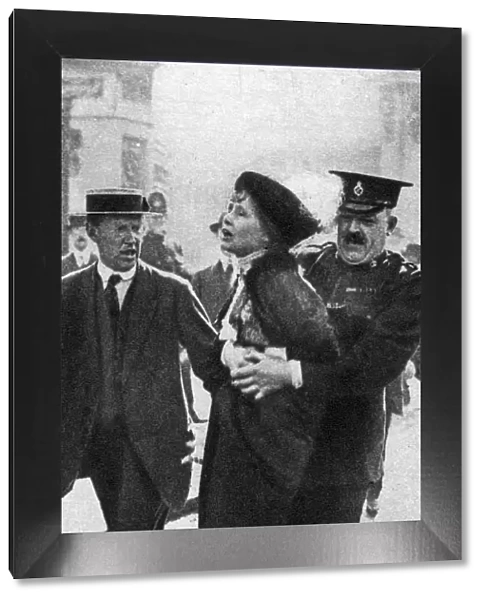 Mrs Pankhurst, arrested outside Buckingham Palace, London, 1914, (1935)