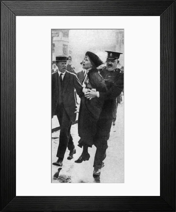 Framed Print : Mrs Pankhurst, arrested outside Buckingham Palace, London, 1914, (1935) Framed Print : Mrs Pankhurst, arrested outside Buckingham Palace, London, 1914, (1935)