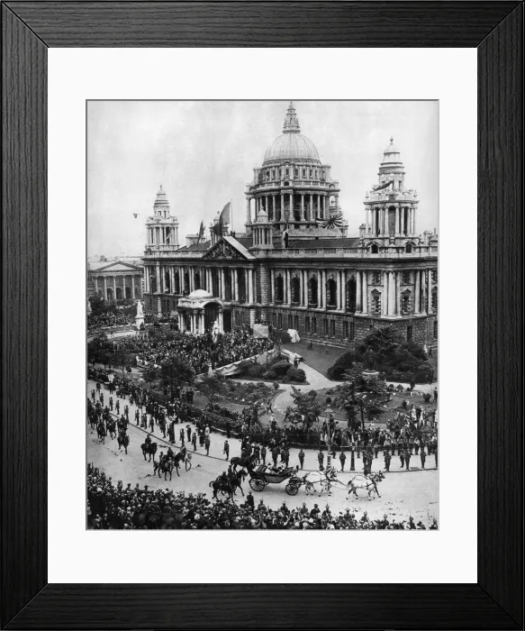 Framed Print : King George V driving to open the first Ulster parliament in Belfast, 1921, (1935) Framed Print : King George V driving to open the first Ulster parliament in Belfast, 1921, (1935)