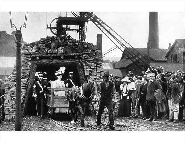 Queen Mary visiting a Welsh colliery, 1935