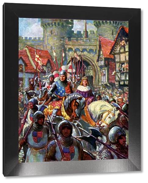 Edward V rides into London with Duke Richard, 1483, (c1920). Artist: C I De Lacy