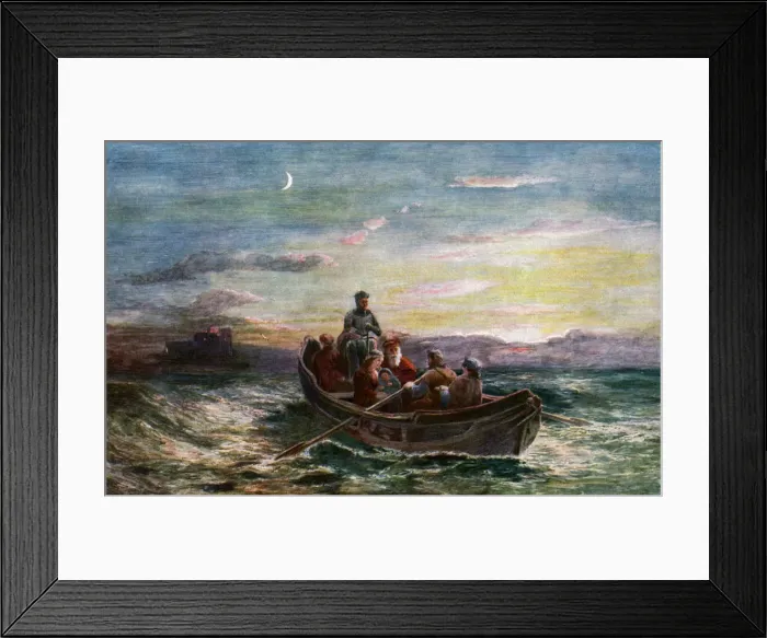 Framed Print : The Escape of Mary Queen of Scots from Loch Leven Castle, 19th century, (c1920) Framed Print : The Escape of Mary Queen of Scots from Loch Leven Castle, 19th century, (c1920)
