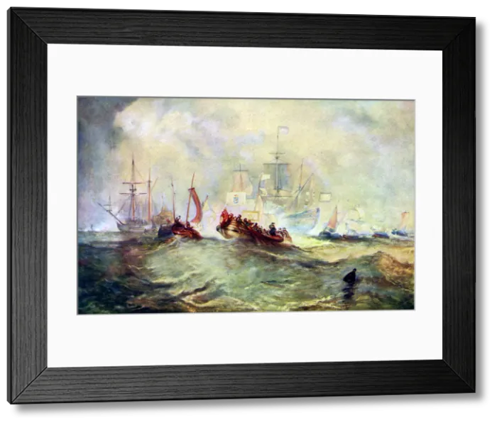 Framed Print : The Landing of William of Orange at Torbay, 1688, c1920 Framed Print : The Landing of William of Orange at Torbay, 1688, c1920