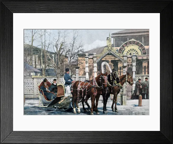 Framed Print : A troika sled in Moscow, Russia, c1890. Artist: Gillot Framed Print : A troika sled in Moscow, Russia, c1890. Artist: Gillot