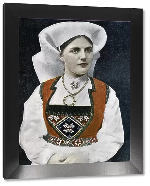 Woman wearing Norwegian national costume, c1890. Artist: L Boulanger