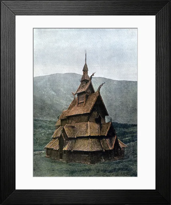 Framed Print : Borgund stave church, Sogn og Fjordane, Norway, c1890. Artist: L Boulanger Framed Print : Borgund stave church, Sogn og Fjordane, Norway, c1890. Artist: L Boulanger