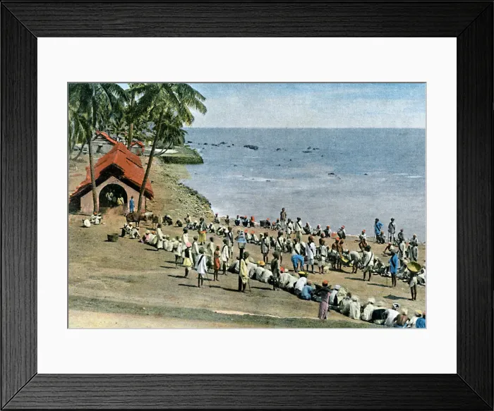Framed Print : Communal village meal, Andaman and Nicobar Islands, Indian Ocean, c1890. Artist: Gillot Framed Print : Communal village meal, Andaman and Nicobar Islands, Indian Ocean, c1890. Artist: Gillot