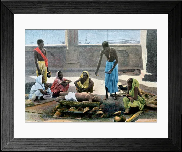 Framed Print : Cremation in India, c1890. Artist: Gillot Framed Print : Cremation in India, c1890. Artist: Gillot