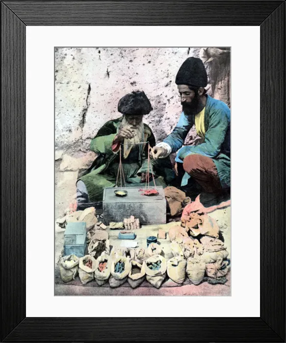 Framed Print : Spice seller, Royal Palace, Tehran, c1890 Framed Print : Spice seller, Royal Palace, Tehran, c1890