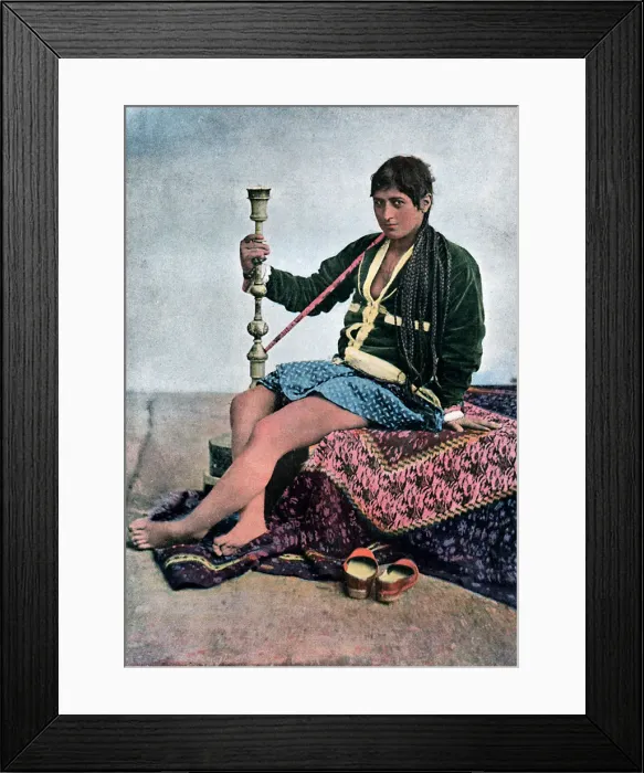 Framed Print : Persian woman smoking in Kalgan, c1890 Framed Print : Persian woman smoking in Kalgan, c1890