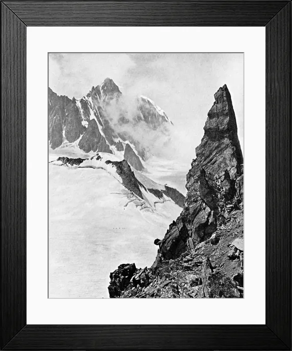 Framed Print : Mont Maudit as seen from the Aiguille Marbrees, the Alps, early 20th century Framed Print : Mont Maudit as seen from the Aiguille Marbrees, the Alps, early 20th century