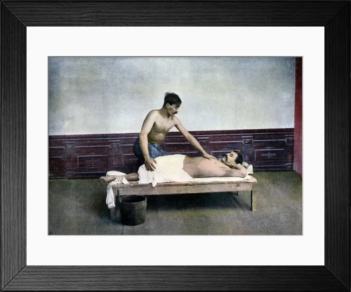 Framed Print : Man having a massage in bath house, c1890 Framed Print : Man having a massage in bath house, c1890