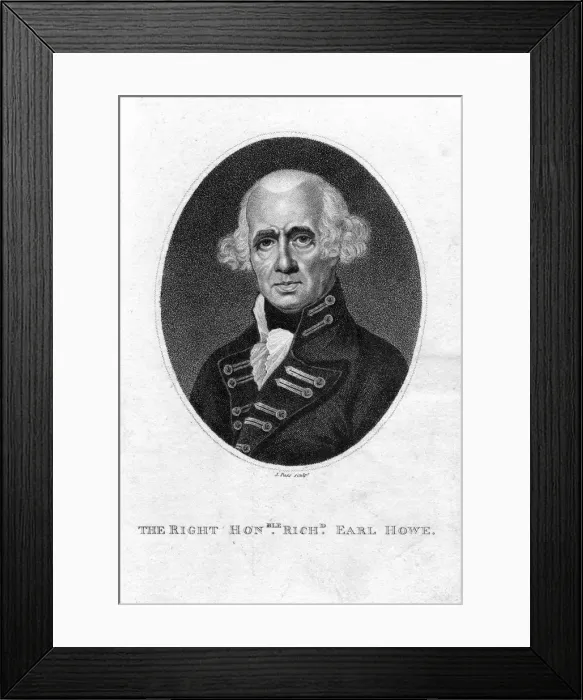 Framed Print : Richard Howe (1726-1799), 1st Earl Howe, English admiral, 19th century. Artist: J Pass Framed Print : Richard Howe (1726-1799), 1st Earl Howe, English admiral, 19th century. Artist: J Pass