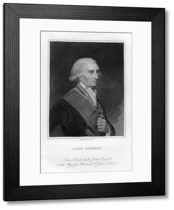 Framed Print : Admiral George Brydges Rodney (1719-1792), 1st Baron Rodney, 19th century. Artist: E Scriven Framed Print : Admiral George Brydges Rodney (1719-1792), 1st Baron Rodney, 19th century. Artist: E Scriven