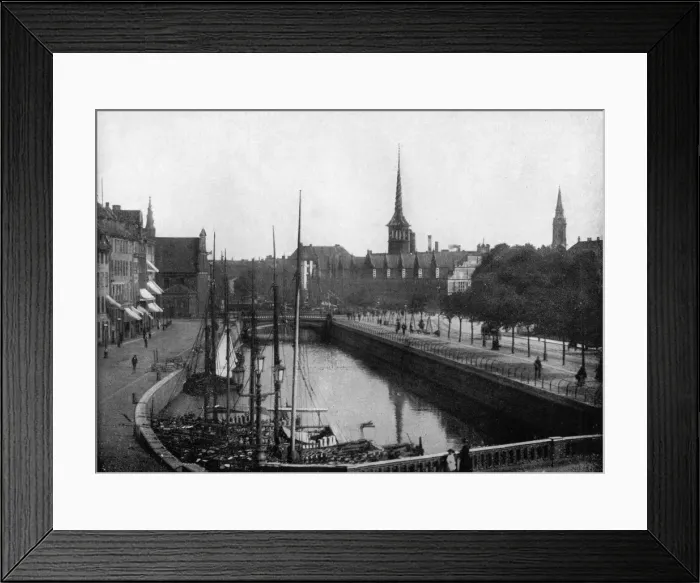 Framed Print : Street scene in Copenhagen, Denmark, 1893. Artist: John L Stoddard Framed Print : Street scene in Copenhagen, Denmark, 1893. Artist: John L Stoddard