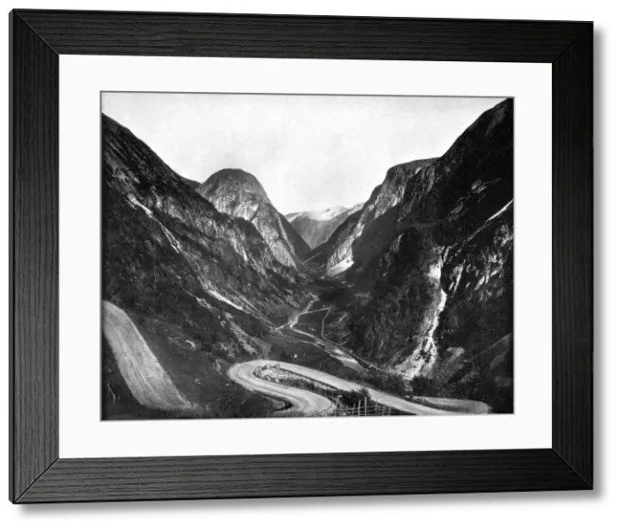 Framed Print : Naerodal Pass, Norway, 1893. Artist: John L Stoddard Framed Print : Naerodal Pass, Norway, 1893. Artist: John L Stoddard