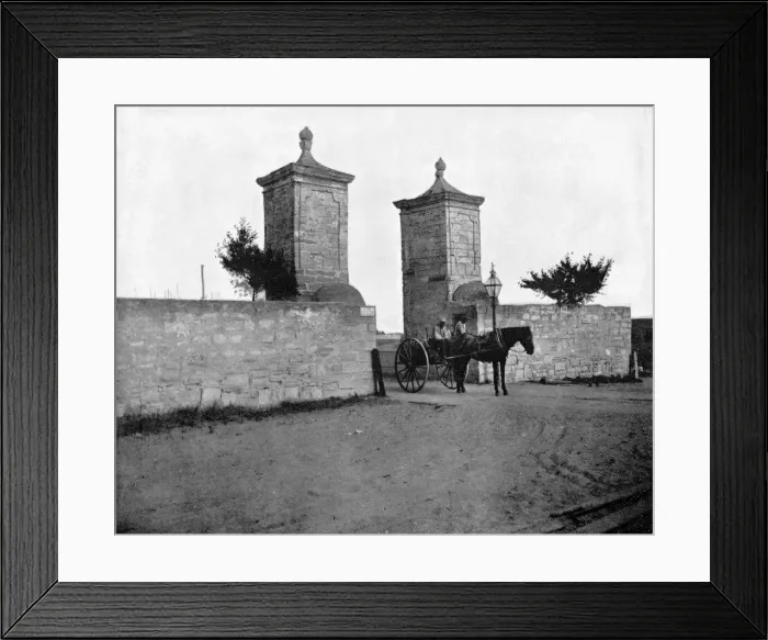 Framed Print : The Old City Gate, St Augustine, Florida, USA, 1893. Artist: John L Stoddard Framed Print : The Old City Gate, St Augustine, Florida, USA, 1893. Artist: John L Stoddard
