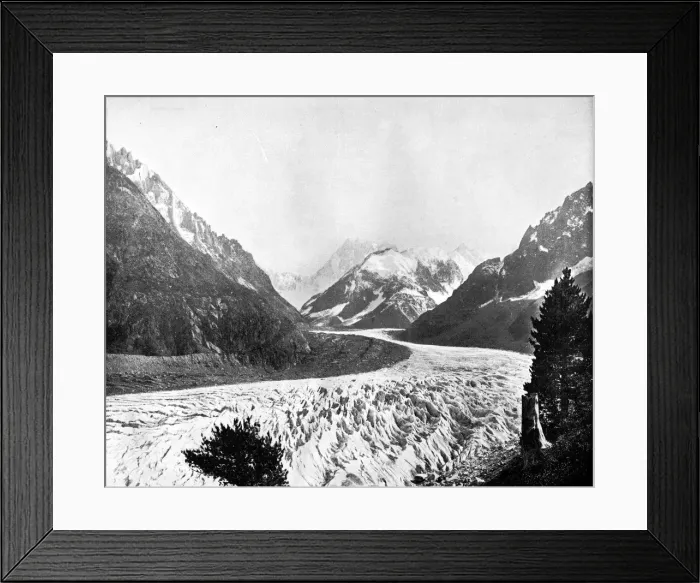Framed Print : The Mer De Glace, Switzerland, 1893. Artist: John L Stoddard Framed Print : The Mer De Glace, Switzerland, 1893. Artist: John L Stoddard