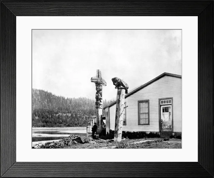 Framed Print : Totem Poles, Alaska, USA, 1893. Artist: John L Stoddard Framed Print : Totem Poles, Alaska, USA, 1893. Artist: John L Stoddard