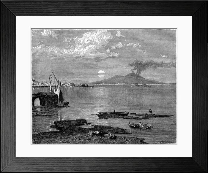 Framed Print : Naples and Mount Vesuvius, from Pausilippe, Italy, 19th century Framed Print : Naples and Mount Vesuvius, from Pausilippe, Italy, 19th century