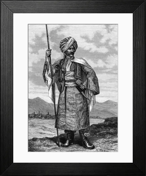 Framed Print : Kurdish chief, 19th century. Artist: Deyrolle Framed Print : Kurdish chief, 19th century. Artist: Deyrolle