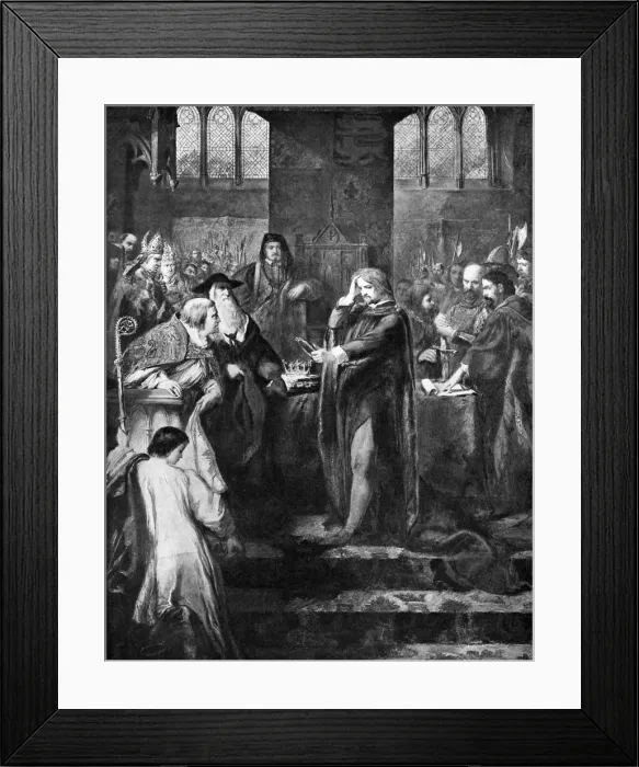 Framed Print : King Richard II resigning the crown to his cousin Bolingbroke, 1399, (c1920) Framed Print : King Richard II resigning the crown to his cousin Bolingbroke, 1399, (c1920)