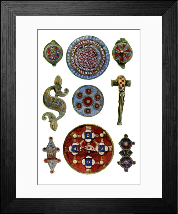 Framed Print : Romano-British enamelled ornaments, 1st- 2nd century AD Framed Print : Romano-British enamelled ornaments, 1st- 2nd century AD