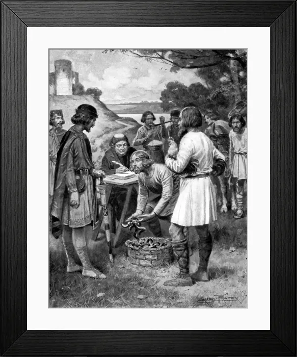 Framed Print : Paying rent in Saxon times, (c1920). Artist: Ernest Prater Framed Print : Paying rent in Saxon times, (c1920). Artist: Ernest Prater
