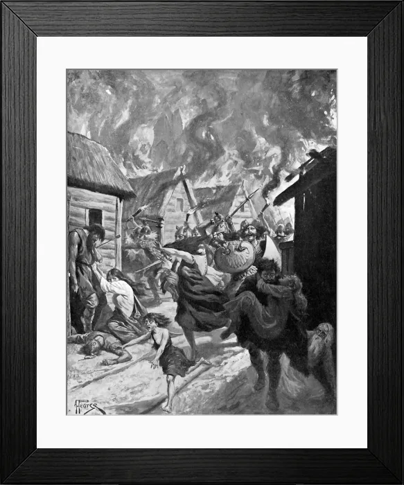 Framed Print : Canterbury burned by the Danes, 851 AD, (c1920). Artist: A Pearse