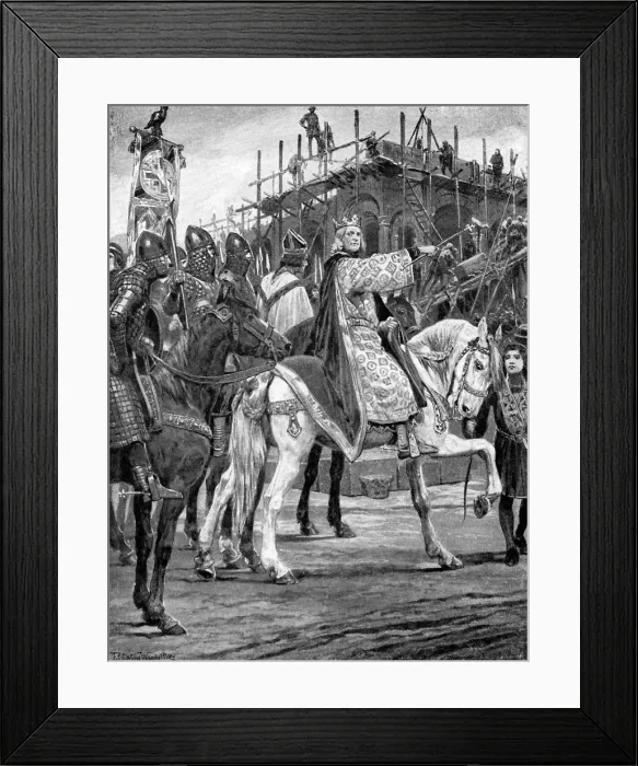 Framed Print : Edward the Confessor watching the building of Westminster Abbey, c1050, (c1920). Artist: Richard Caton Woodville II Framed Print : Edward the Confessor watching the building of Westminster Abbey, c1050, (c1920). Artist: Richard Caton Woodville II