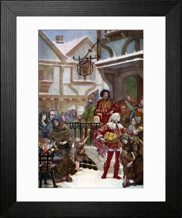 Framed Print : Sir Richard Whittington distributing charity, (c1900) Framed Print : Sir Richard Whittington distributing charity, (c1900)