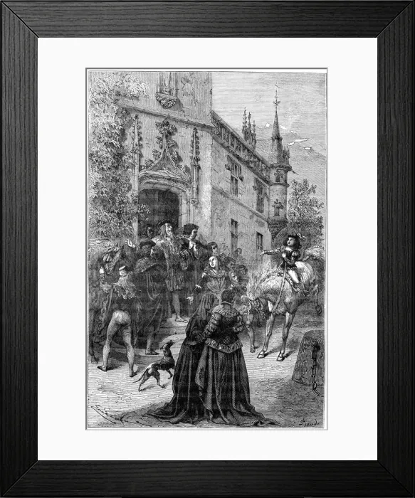 Framed Print : Pierre du Terrail leaves his family, 1898. Artist: Piaud Framed Print : Pierre du Terrail leaves his family, 1898. Artist: Piaud
