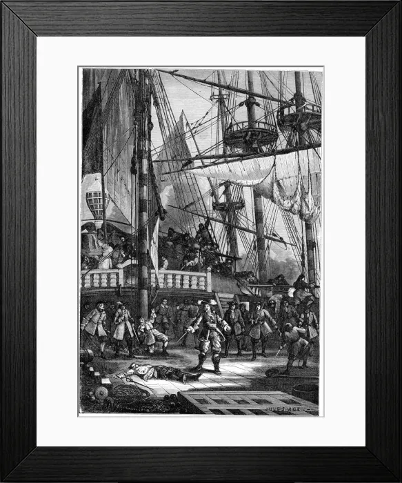 Framed Print : Jean Bart kills the Dutch captain of the Neptune, 1898. Artist: Jules-Achille Noel Framed Print : Jean Bart kills the Dutch captain of the Neptune, 1898. Artist: Jules-Achille Noel