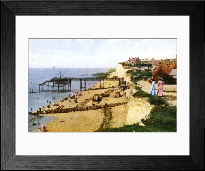 Framed Print : Rottingdean beach, East Sussex, looking west, c1900s-1920s Framed Print : Rottingdean beach, East Sussex, looking west, c1900s-1920s