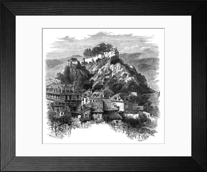 Framed Print : The castle of Lourdes, France, 19th century. Artist: Whymper Framed Print : The castle of Lourdes, France, 19th century. Artist: Whymper