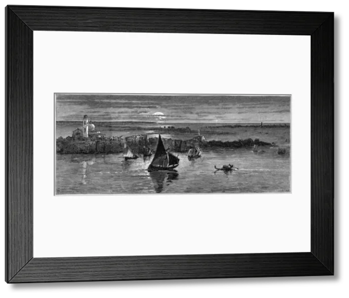 Framed Print : Looking out to sea from Venice, 19th century. Artist: Whymper Framed Print : Looking out to sea from Venice, 19th century. Artist: Whymper