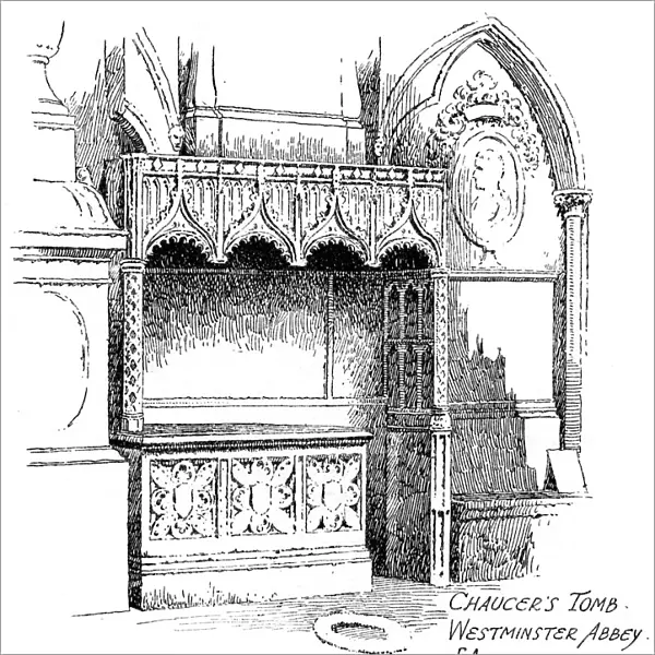 Chaucers tomb, Westminster Abbey, London, 1912. Artist: Frederick Adcock