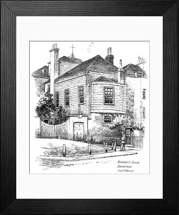 Framed Print : George Romneys house, Hampstead, London, 1912. Artist: Frederick Adcock Framed Print : George Romneys house, Hampstead, London, 1912. Artist: Frederick Adcock