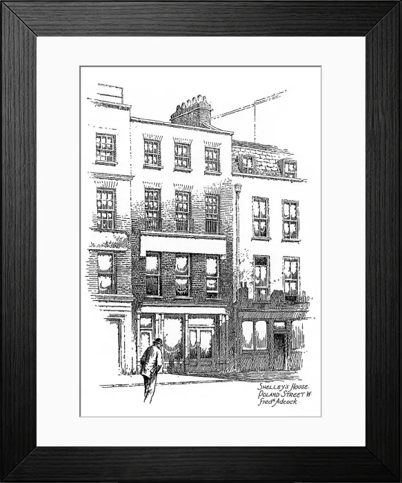 Framed Print : Percy Bysshe Shelleys house, Poland Street, Borough of Westminster, London, 1912. Artist: Frederick Adcock Framed Print : Percy Bysshe Shelleys house, Poland Street, Borough of Westminster, London, 1912. Artist: Frederick Adcock