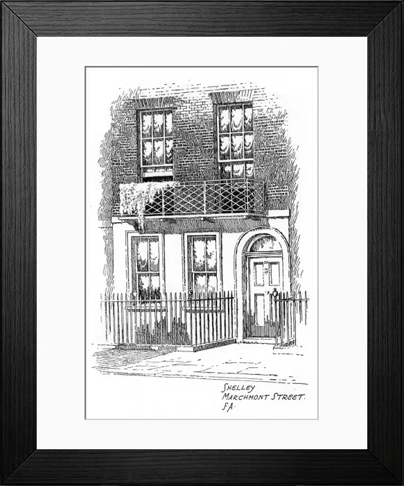 Framed Print : Percy Bysshe Shelleys house, Marchmont Street, Bloomsbury, London, 1912. Artist: Frederick Adcock Framed Print : Percy Bysshe Shelleys house, Marchmont Street, Bloomsbury, London, 1912. Artist: Frederick Adcock