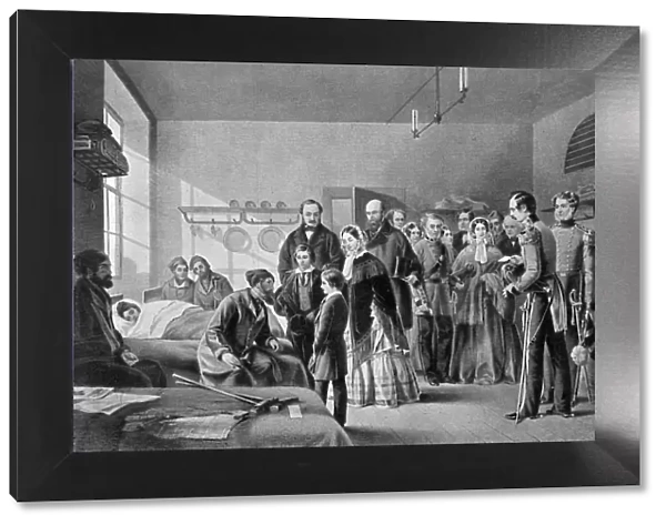 Queen Victoria visiting the wounded, 1850s, (c1920). Artist: Jerry Barrett