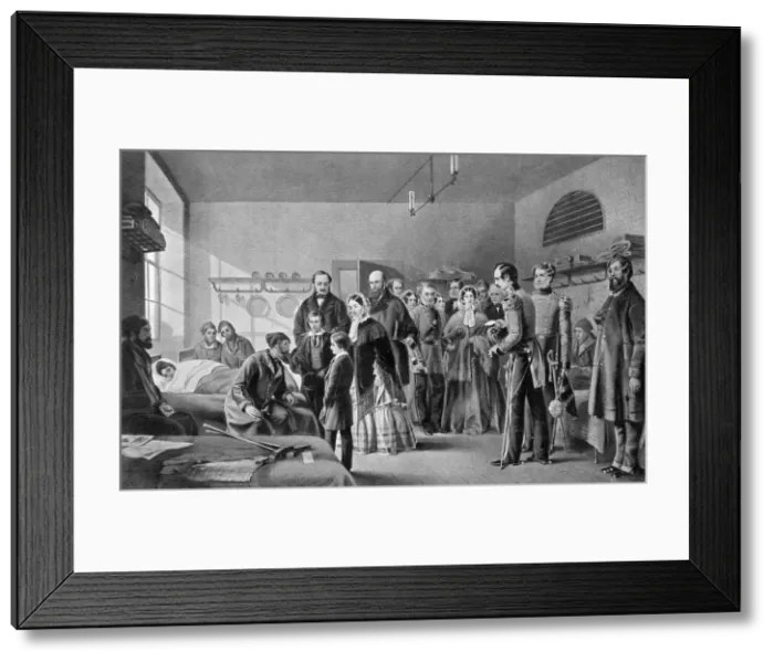 Framed Print : Queen Victoria visiting the wounded, 1850s, (c1920). Artist: Jerry Barrett Framed Print : Queen Victoria visiting the wounded, 1850s, (c1920). Artist: Jerry Barrett