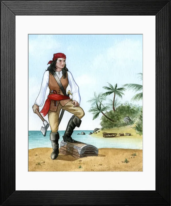 Framed Print : Mary Read, (1690-1720), British Pirates Mate. Artist: Karen Humpage Framed Print : Mary Read, (1690-1720), British Pirates Mate. Artist: Karen Humpage